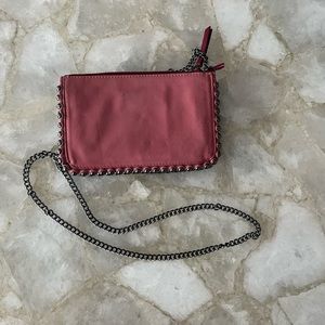 ZARA Two-tone Pink Vegan Leather cross body purse with platinum silver chain!